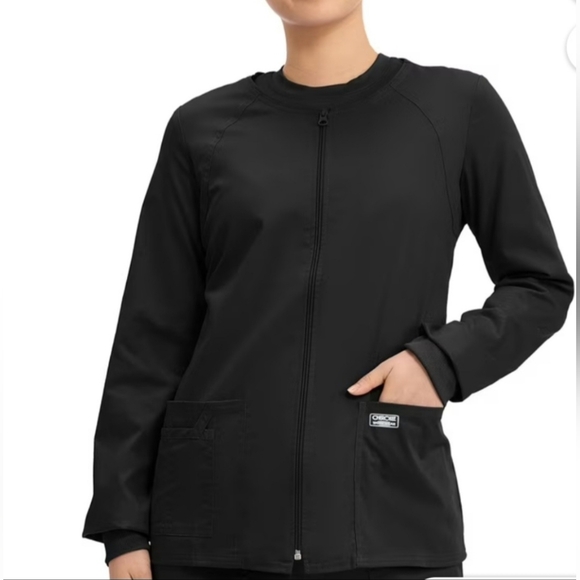 4 Cherokee Workwear Core Stretch  Scrub Jacket Black XL Women - Picture 2 of 6